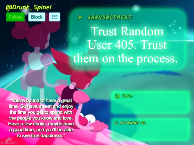 Trust the process. | Trust Random User 405. Trust them on the process. | made w/ Imgflip meme maker