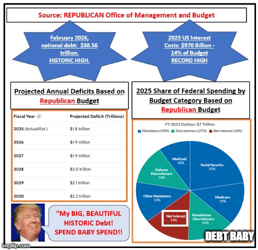 HISTORIC REPUBLICAN NATIONAL DEBT | DEBT BABY | image tagged in historic republican national debt | made w/ Imgflip meme maker
