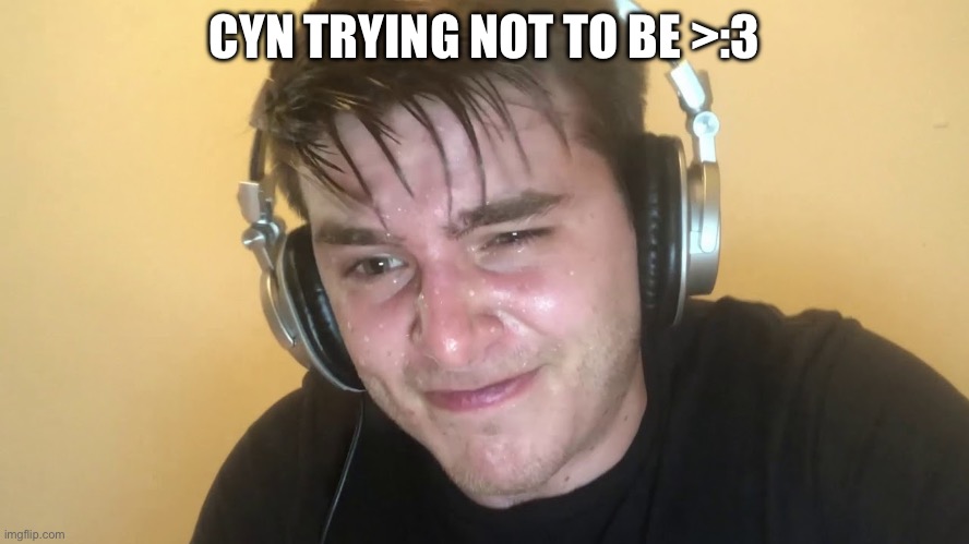 tryhard | CYN TRYING NOT TO BE >:3 | image tagged in tryhard | made w/ Imgflip meme maker