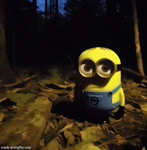 Minion in dark forest | image tagged in minion in dark forest | made w/ Imgflip meme maker