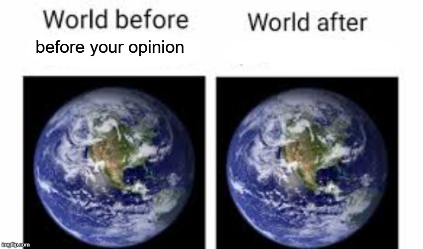 funni | before your opinion | image tagged in the world before x and after x | made w/ Imgflip meme maker