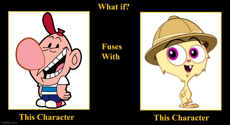 What if Billy (GAOBAM) Fuses With Fuzzy Snuggums | image tagged in blank fusion meme,spliced,fuzzy snuggums,billy and mandy,the grim adventures of billy and mandy,cute | made w/ Imgflip meme maker