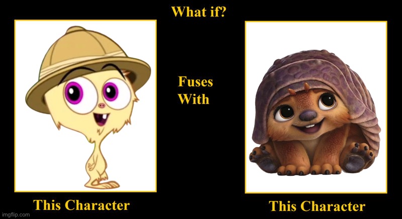 Fuzzy Snuggums Fuses With Tuk Tuk | image tagged in blank fusion meme,fuzzy snuggums,spliced,raya and the last dragon,tuk tuk,cute | made w/ Imgflip meme maker