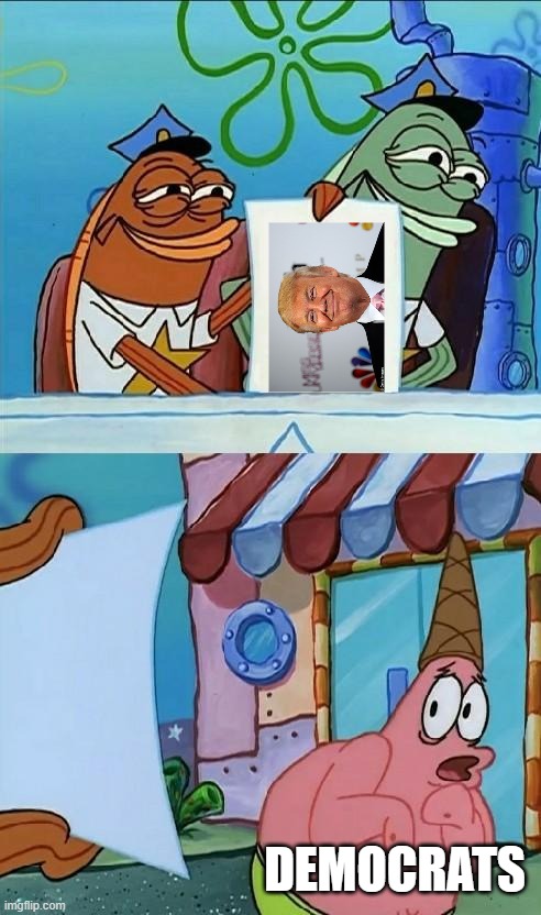 Democrats Hate Trump | DEMOCRATS | image tagged in patrick scared,memes,donald trump,democrats | made w/ Imgflip meme maker