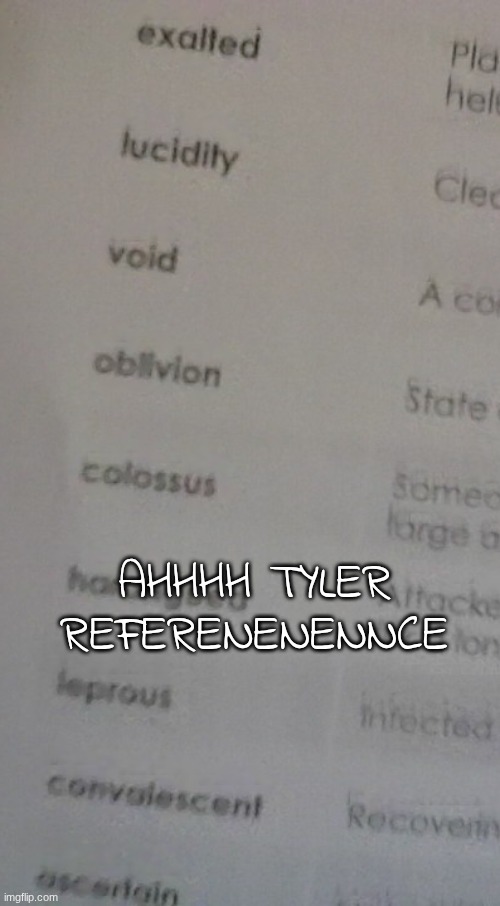 AHHHH TYLER REFERENENENNCE | made w/ Imgflip meme maker