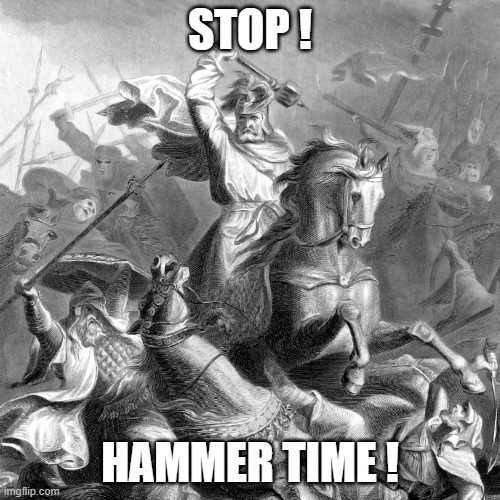 Charles Martel | STOP ! HAMMER TIME ! | image tagged in charles martel | made w/ Imgflip meme maker