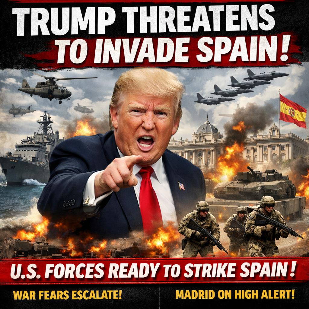 TRUMP THREATENS TO INVADE SPAIN Blank Meme Template
