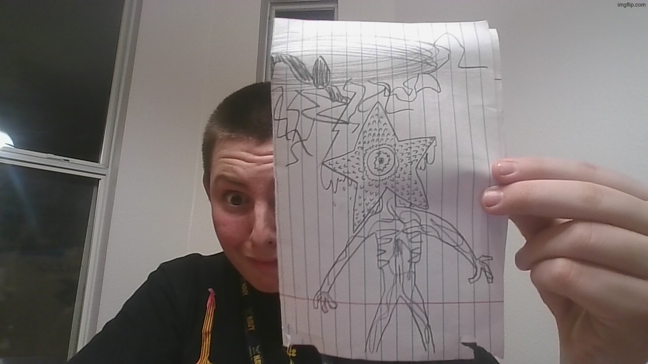 drew the demogorgon from stranger things | made w/ Imgflip meme maker
