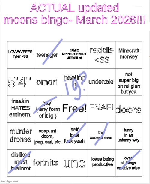 jinkies | image tagged in moons bingo march 2026 | made w/ Imgflip meme maker
