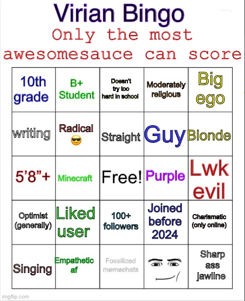 Virian bingo 2026 Blank Meme Template