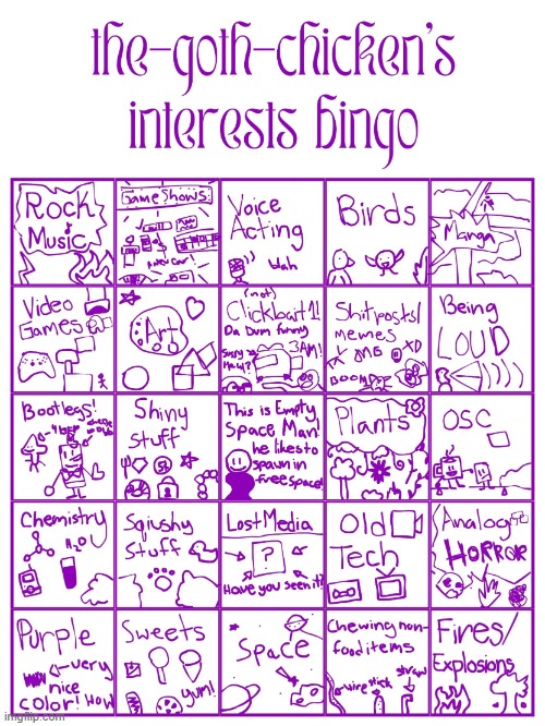 i finally updated this so it is higher quality :3 | image tagged in tgc interest bingo | made w/ Imgflip meme maker