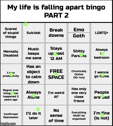 My life is falling apart bingo Part 2 | image tagged in my life is falling apart bingo part 2,msmg | made w/ Imgflip meme maker