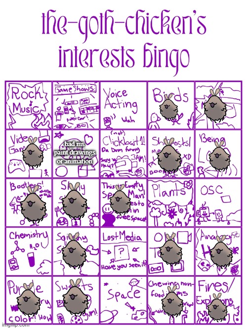 w temp | bad ms paint drawings or animation | image tagged in tgc interest bingo | made w/ Imgflip meme maker