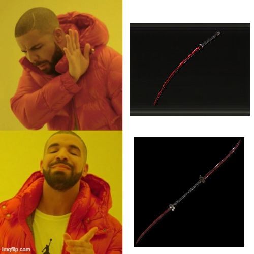 river of blood elden ring, eleonora's poleblade | image tagged in drake blank | made w/ Imgflip meme maker