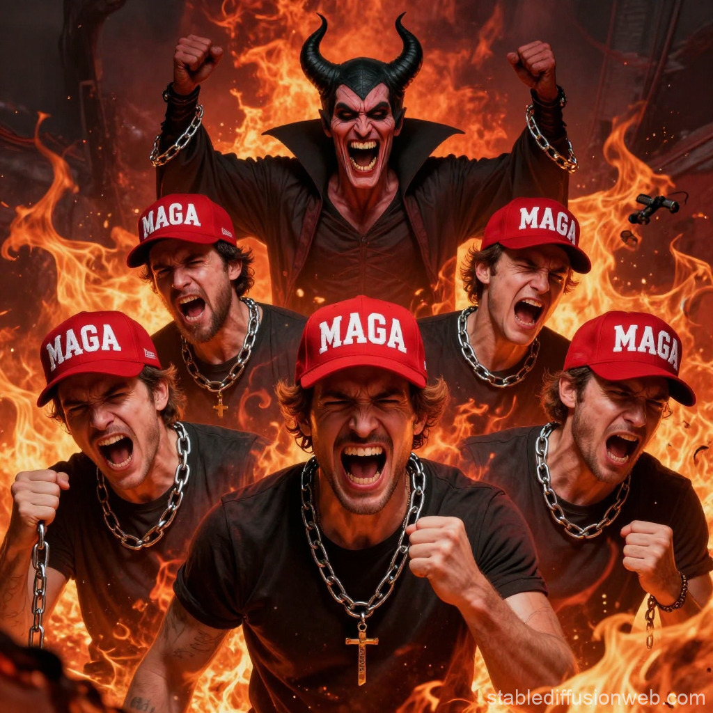 MAGAts burning in Hell with Satan laughing Blank Meme Template