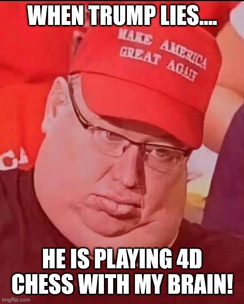 WHEN TRUMP LIES.... HE IS PLAYING 4D CHESS WITH MY BRAIN! | image tagged in maga in shock | made w/ Imgflip meme maker