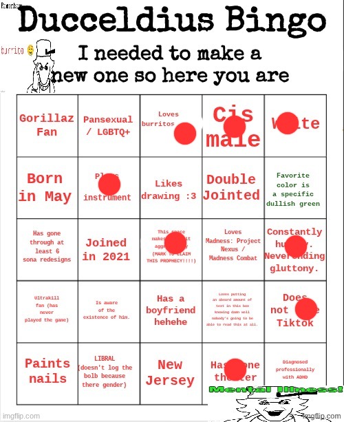 Ducceldius Bingo | image tagged in ducceldius bingo | made w/ Imgflip meme maker