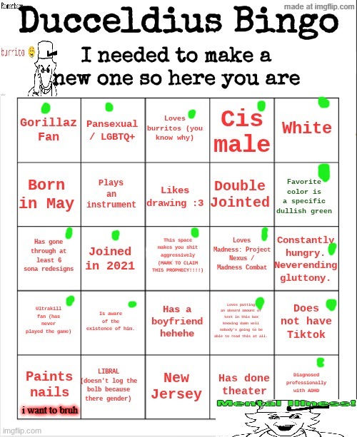 we're surprisingly similar, cool | i want to bruh | image tagged in ducceldius bingo | made w/ Imgflip meme maker