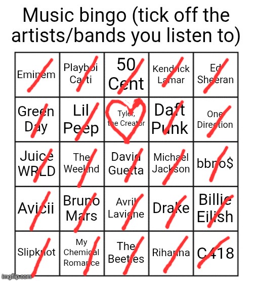 Music bingo | image tagged in music bingo | made w/ Imgflip meme maker