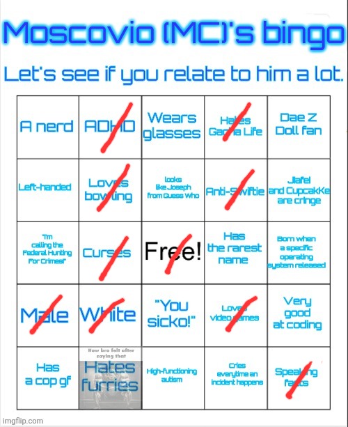 MC's bingo | image tagged in mc's bingo | made w/ Imgflip meme maker