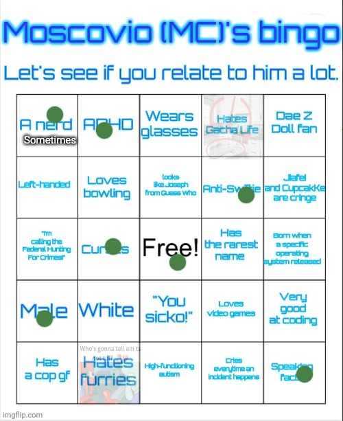 MC's bingo | Sometimes | made w/ Imgflip meme maker