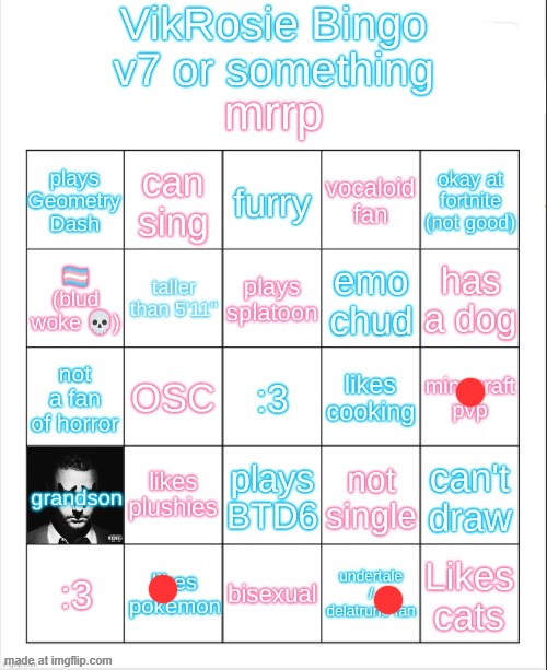 VikRosie Bingo NEW!!!!!!!!!!!!!!!!!! | image tagged in vikrosie bingo new | made w/ Imgflip meme maker