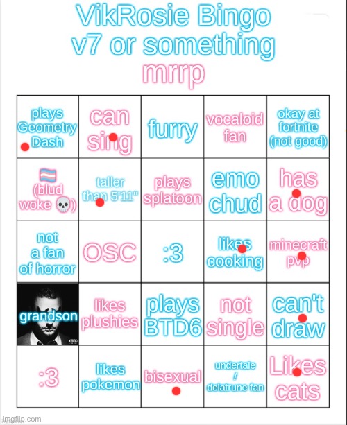 VikRosie Bingo NEW!!!!!!!!!!!!!!!!!! | image tagged in vikrosie bingo new | made w/ Imgflip meme maker
