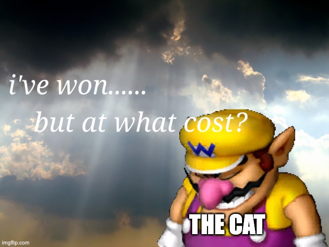 I have won...but at what cost | THE CAT | image tagged in i have won but at what cost | made w/ Imgflip meme maker