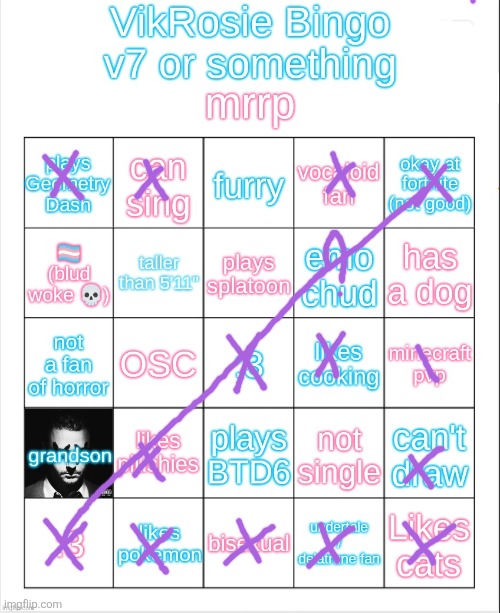 VikRosie Bingo NEW!!!!!!!!!!!!!!!!!! | image tagged in vikrosie bingo new | made w/ Imgflip meme maker