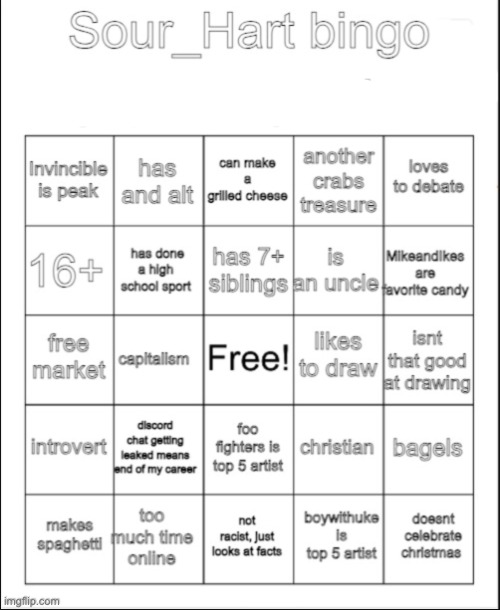 Sour_Hart bingo 2 | image tagged in sour_hart bingo 2 | made w/ Imgflip meme maker