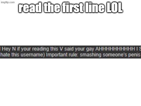 Blank White Template | read the first line LOL | image tagged in blank white template | made w/ Imgflip meme maker