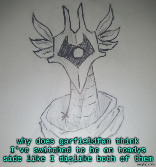 Hunter Temp by ShadowSkul | why does garfieldfan think I've switched to be on toadys side like I dislike both of them | image tagged in hunter temp by shadowskul | made w/ Imgflip meme maker