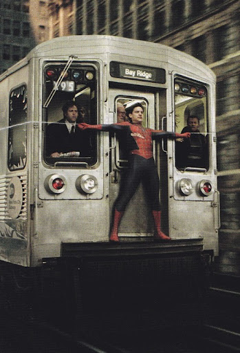 Spiderman stopping bus Blank Meme Template
