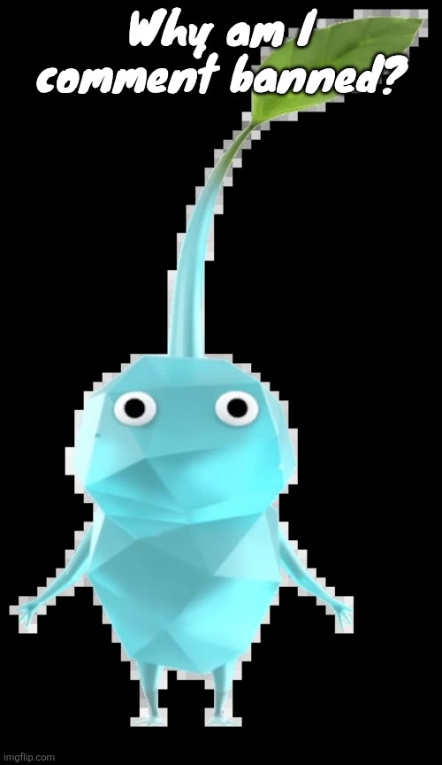 Ice pikmin | Why am I comment banned? | image tagged in ice pikmin | made w/ Imgflip meme maker