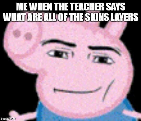 get out | ME WHEN THE TEACHER SAYS WHAT ARE ALL OF THE SKINS LAYERS | image tagged in sigma | made w/ Imgflip meme maker