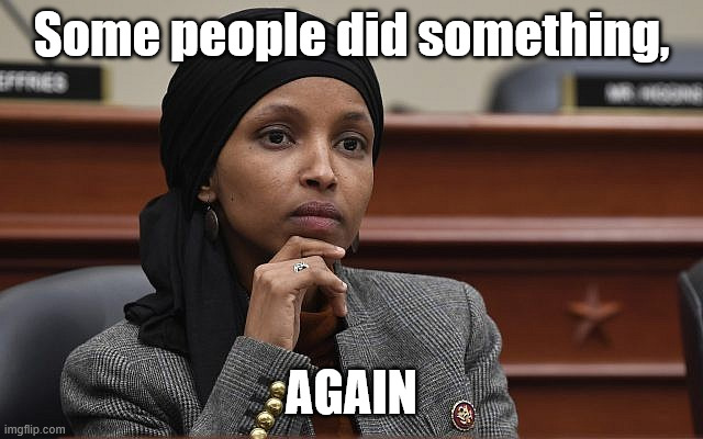 Some people did something, AGAIN | image tagged in ilhan omar something | made w/ Imgflip meme maker