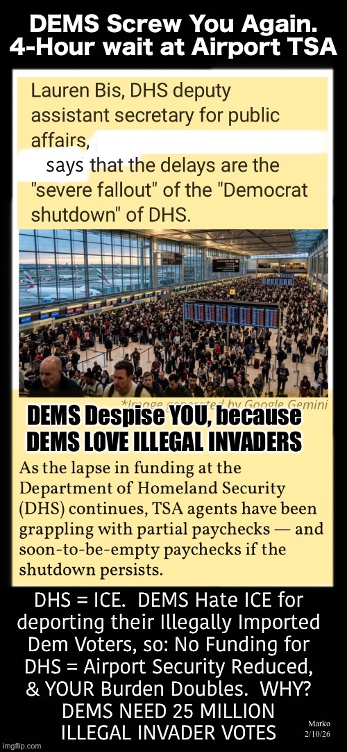 They Purposely Screw YOU --their voters-- which ultimately Screws EVERYONE | says; Marko
2/10/26 | image tagged in memes,fcuk selfish moronic lefty,lefty is the cause of all problems,but lefty wants to kill you | made w/ Imgflip meme maker