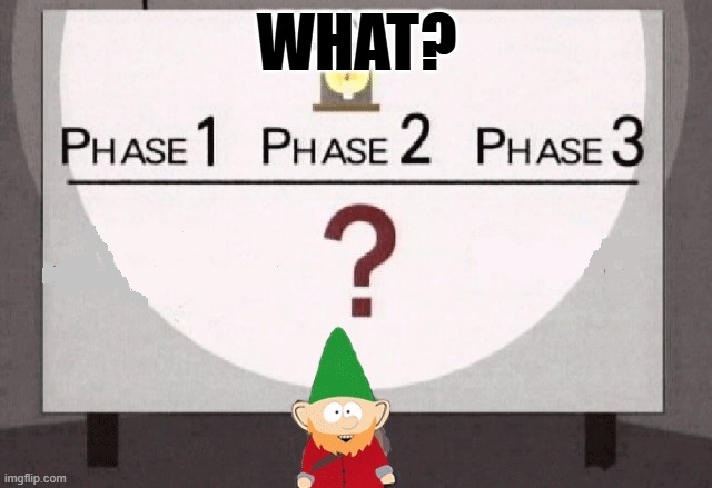 Underpants Gnomes | WHAT? | image tagged in underpants gnomes | made w/ Imgflip meme maker