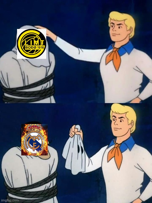 Bodö/Glimt good as Real Madrid | image tagged in scooby doo mask reveal | made w/ Imgflip meme maker