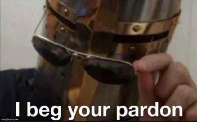 Knight: I beg your pardon | image tagged in knight i beg your pardon | made w/ Imgflip meme maker