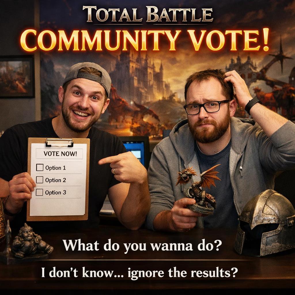 Total Battle devs announcing a “community vote” Bottom text: “Wh Blank Meme Template