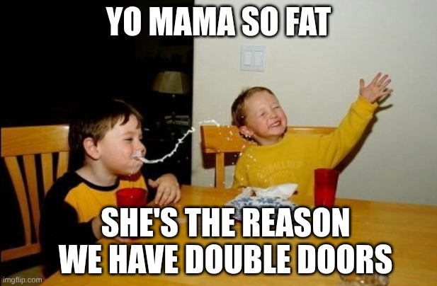 Yo Mamas So Fat | YO MAMA SO FAT; SHE'S THE REASON WE HAVE DOUBLE DOORS | image tagged in memes,yo mamas so fat,fat | made w/ Imgflip meme maker