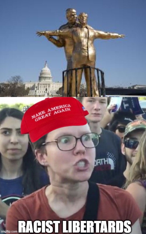 First Epstein Ball Room now Epstein Statue!!! | RACIST LIBERTARDS | image tagged in maga loser,don't make fun of paralyzed people | made w/ Imgflip meme maker