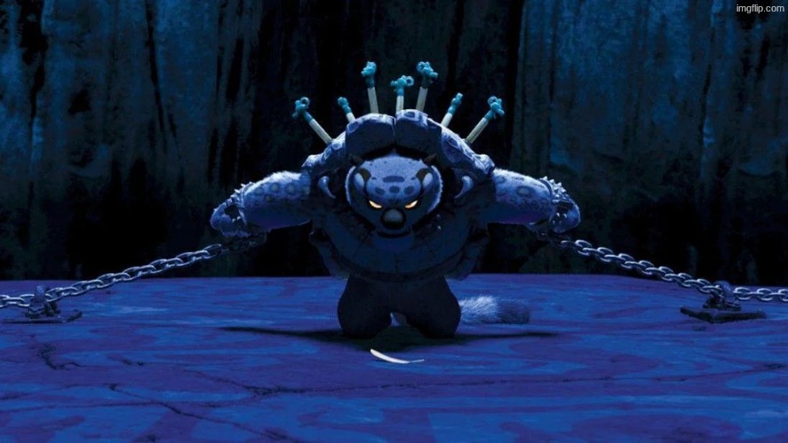 "no slurs" rule | image tagged in tai lung chained up | made w/ Imgflip meme maker