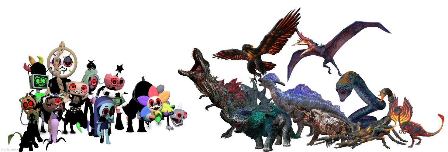 Twisteds vs Apexes | image tagged in jurassic park,jurassic world,jurassic park/world,dandy's world | made w/ Imgflip meme maker