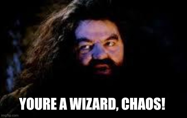 your a wizard harry | YOURE A WIZARD, CHAOS! | image tagged in your a wizard harry | made w/ Imgflip meme maker