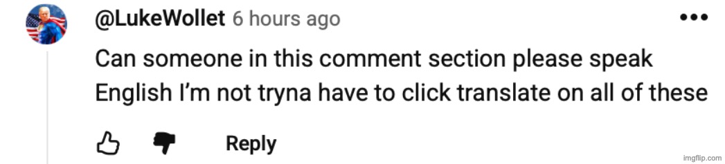 american polposter asks russians to speak english on a russian war thunder video | made w/ Imgflip meme maker