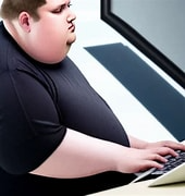 High Quality Fat guy typing Blank Meme Template