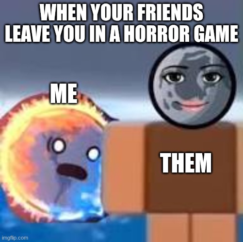 Idk man | WHEN YOUR FRIENDS LEAVE YOU IN A HORROR GAME; ME; THEM | image tagged in idk man | made w/ Imgflip meme maker