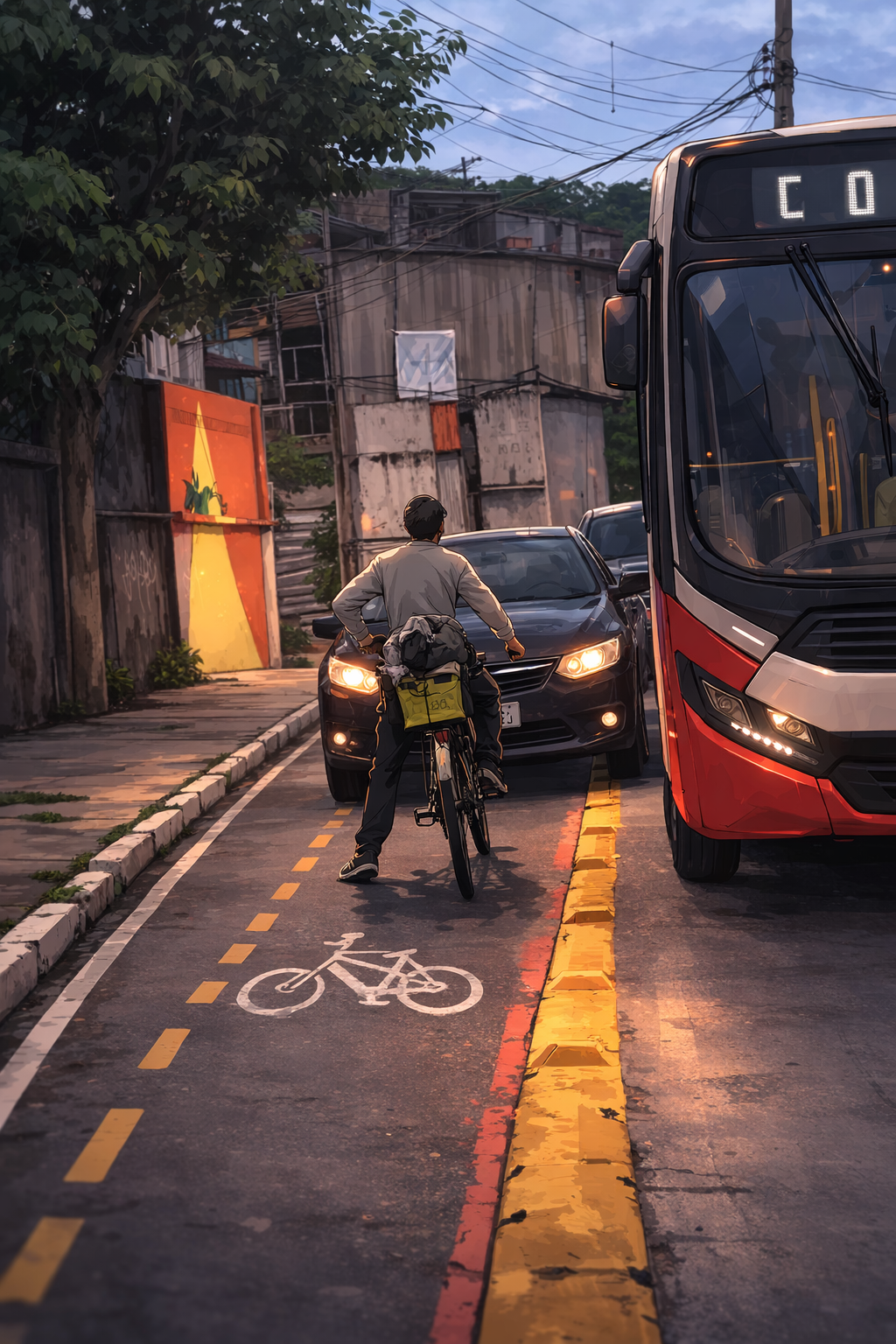 Cyclist bike lane Blank Meme Template